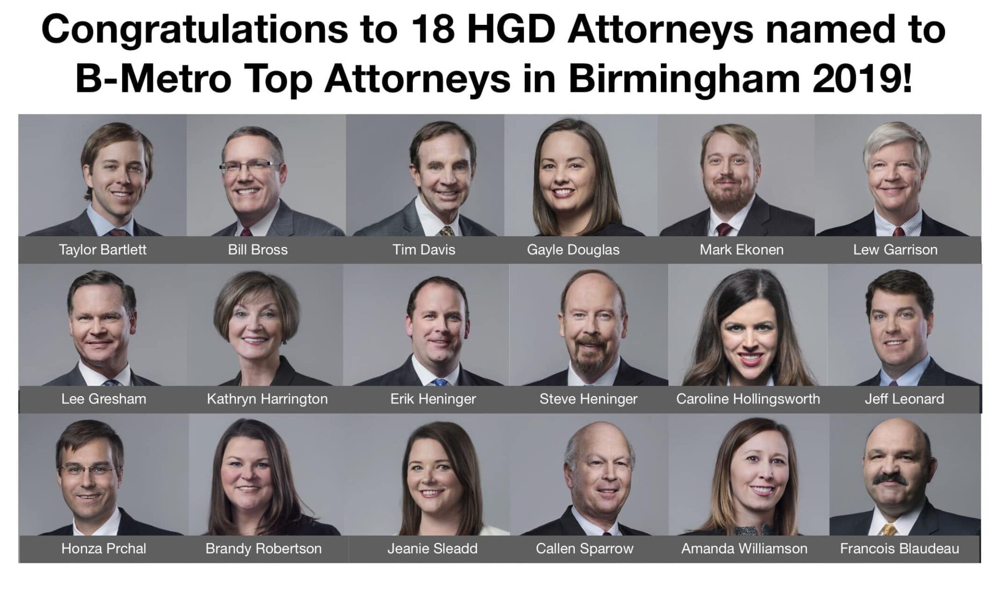 18 Hgd Attorneys Named To B Metro Top Attorneys In Birmingham 2019 Heninger Garrison Davis 9213